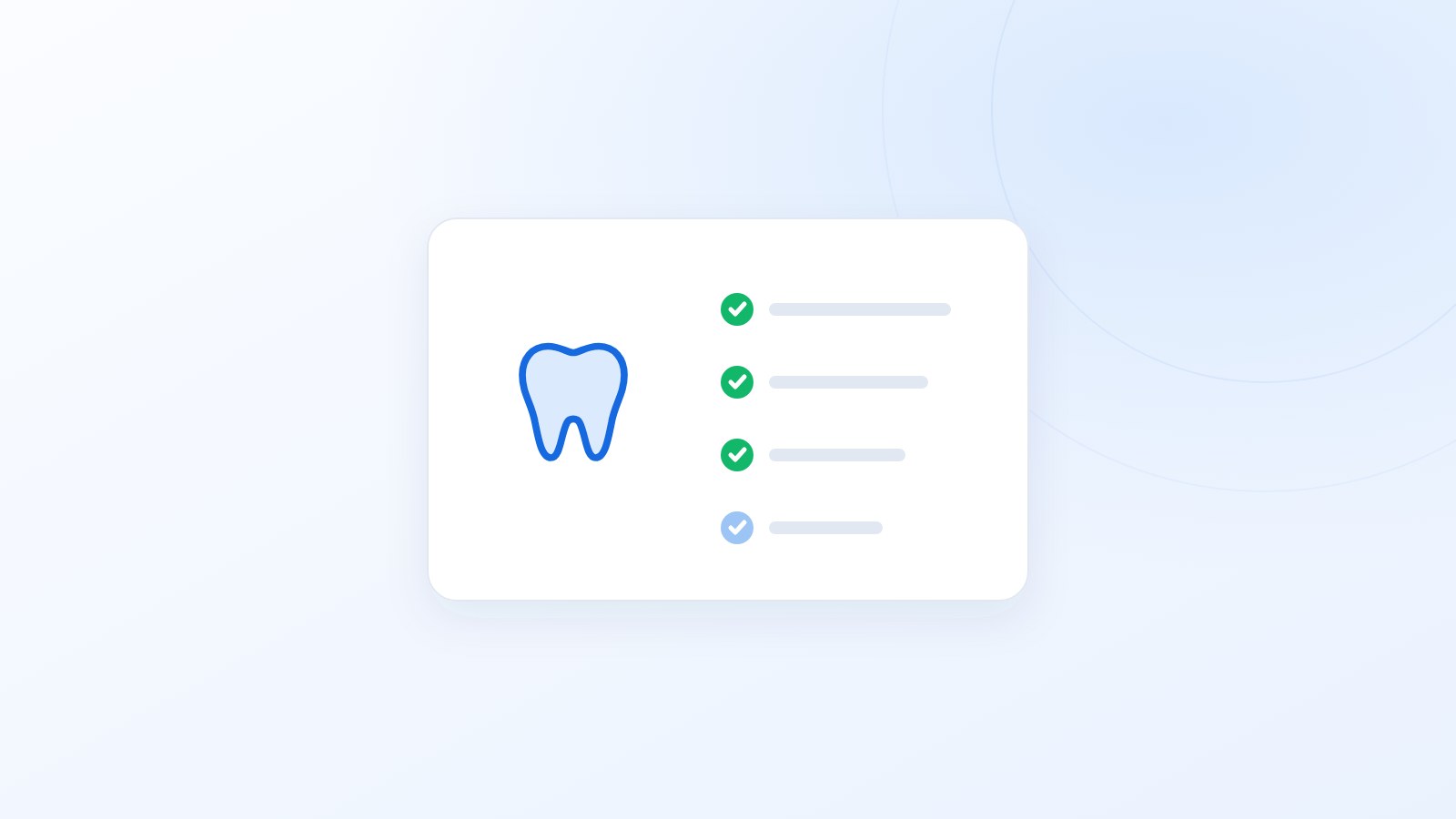 Ilustração de um dente ao lado de uma lista de funções marcadas